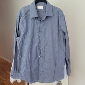 Lorenzo Uomo blue, long sleeve button down dress shirt, cotton, 16 1/2 34/35